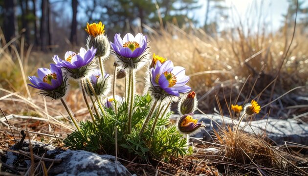 Close-up of vibrant purple wildflowers in a sunny meadow
