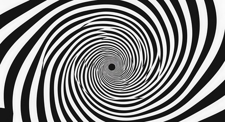 Obraz premium Black and White Spiral Optical Illusion Artwork with Concentric Circles