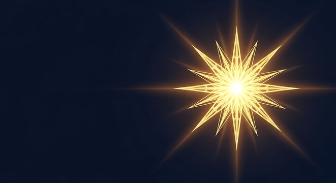 Abstract golden starburst with glowing rays on a dark background, creating a celestial and magical effect for festive designs and backgrounds