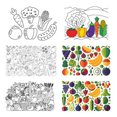 Food flat Illustration Icons set, Outline Food Vector Art Illustration Clipart. set of food Illustration bundle