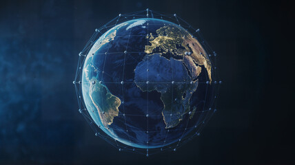 Global network connecting the world with digital technology and international business