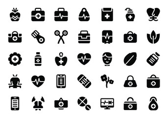Collection of medical and healthcare icons