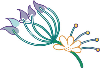 A colorful flower with a sturdy stem and fresh green leaves, representing nature's elegance.