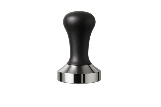 Coffee tamper isolated on transparent background, professional barista tool