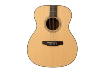 Acoustic guitar isolated on transparent background, detailed and clean cut-out
