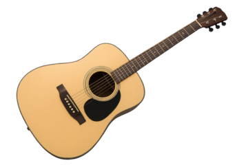 Acoustic guitar isolated on a transparent background, musical instrument