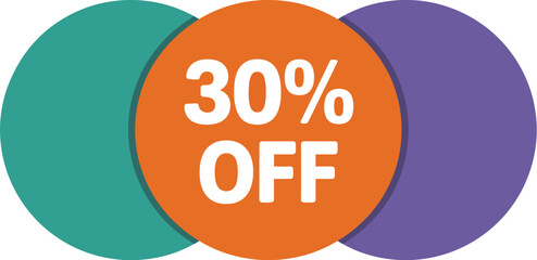 Thirty percent off sale in overlapping circles art