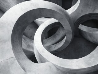 Abstract concrete design featuring intertwined shapes and curves in a modern artistic style