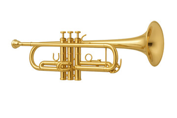 Fototapeta premium Shiny golden trumpet instrument isolated on a transparent background, music