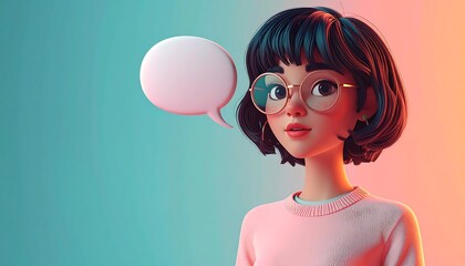 Cartoon girl with speech bubble