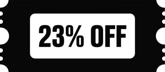 A black coupon with twenty three percent off text