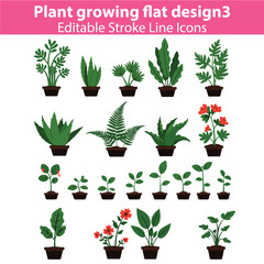 Plant Growing Flat Design Set 3 &ndash; Vector Illustrations of Plant Life Cycle, Growth Stages, Eco Nurturing, and Sustainable Nature Icons
