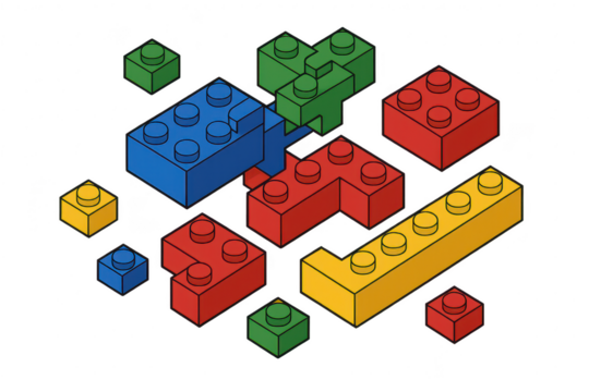 Colorful building blocks illustration isolated on a transparent background