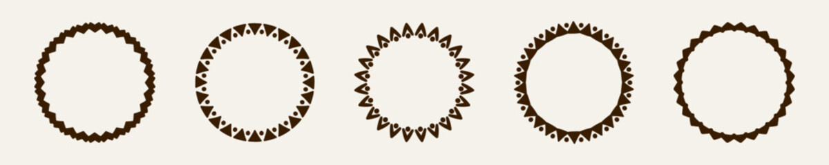 Collection of unique african tribal circle frames, ideal for design, decoration, and art projects.