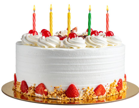 Big birthday cake cut out transparent isolated on white background ,PNG file