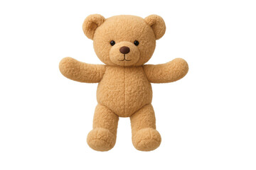 Fototapeta premium Cute fluffy brown teddy bear with open arms isolated on transparent background
