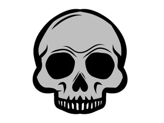 Cartoon Skull Vector Illustration for Halloween, Spooky Skeleton Head Clipart Design