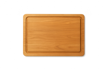Empty natural wood cutting board isolated on transparent background