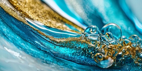 Artistic Blend of Blue, Turquoise, and Mint Waves