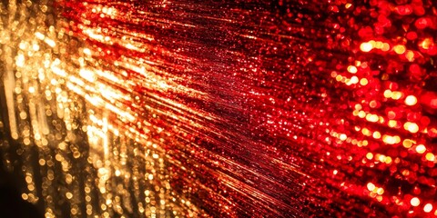 Vibrant Red and Gold Glitter Lights Background