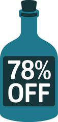 Blue bottle with seventy eight percent off label