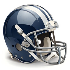 Fototapeta premium Classic american football helmet with silver stripes and face mask detailed studio shot illustration