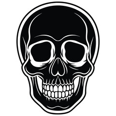 Obraz premium A black skull with white teeth, a spooky design