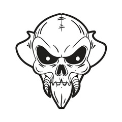 Obraz premium An alien skull with black eyes, a spooky design