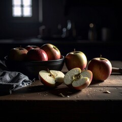 apples on the table, sliced