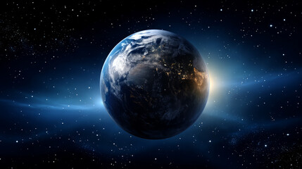 Fototapeta premium Planet Earth with clean air and nature relying on renewable resources. Ecological concept of alternative sustainable energy for an ecologically clean planet. ecology and environmental protection