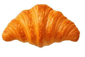 Freshly baked golden croissant isolated on transparent background, delicious pastry