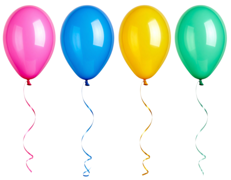 Collection set of colorful balloons isolated on transparent or white background, png