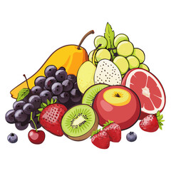Tropical Fresh Fruit Mix Illustration - Vector