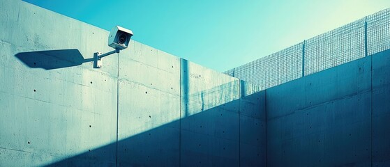 High Security Prison with Concrete Walls and CCTV System
