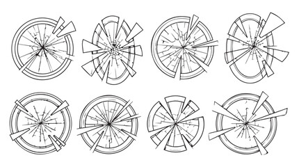 Fototapeta premium Collection of eight detailed whisk icons showing different designs and perspectives for culinary use silhouette
