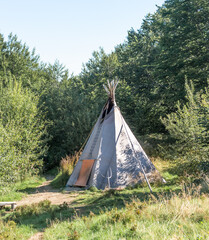 Summer Wigwam on Forest Glade in Carpathian Mountains © Alla