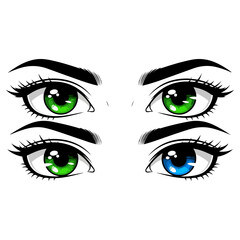 Eyes staring intensely, showcasing vibrant colors and intricate details.