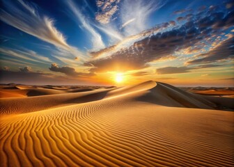 Desert sand dunes landscape at sunset