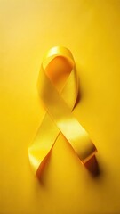 Bright yellow ribbon stretched across a vibrant yellow background