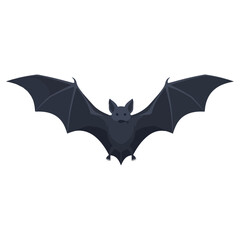 Dark Bat Flying with Wings Spread Wide in the Sky.