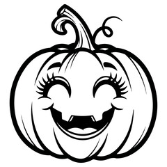 Smiling pumpkin face illustration for Halloween holiday celebration.