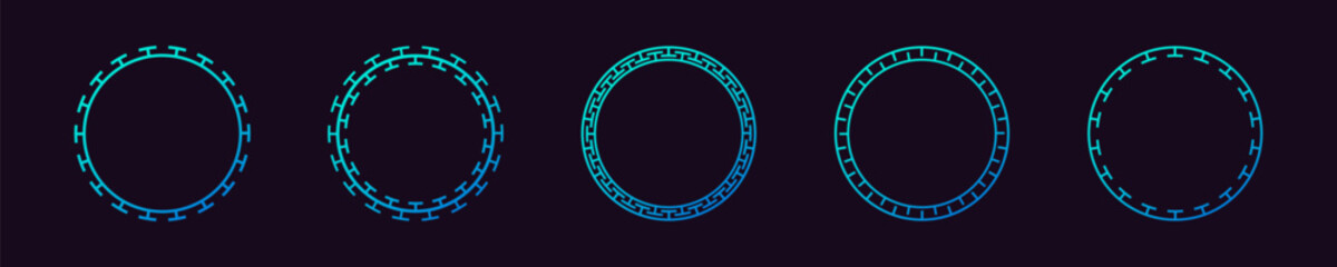 A set of five elegant circular chinese frames, perfect for design projects and decorations.