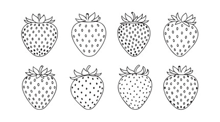 Collection of hand drawn strawberry illustrations fresh summer fruit sketches art silhouette
