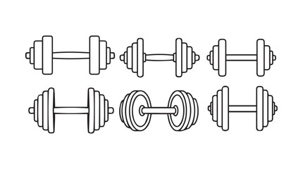 Hand drawn dumbbell set for weightlifting fitness and exercise routines silhouette
