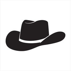  cowboy hat icon illustration, cowboy Stetson hat black silhouette, vector cowboy hat silhouette - Vector