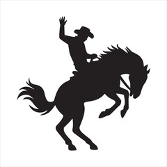 Rodeo cowboy riding horse silhouette isolated illustration image decal design file download