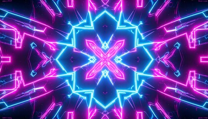 Abstract neon kaleidoscope pattern