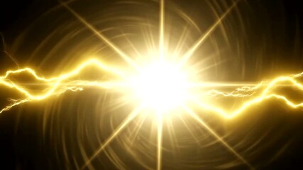 Bright yellow lightning bolts radiating from a central starburst