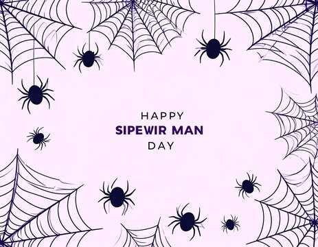 Spooky spider web frame with "Happy Sipewir Man Day