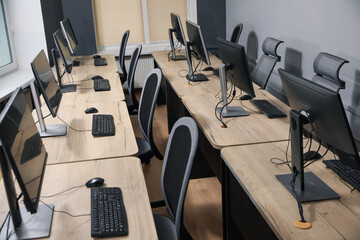 Many modern computers in open space office
